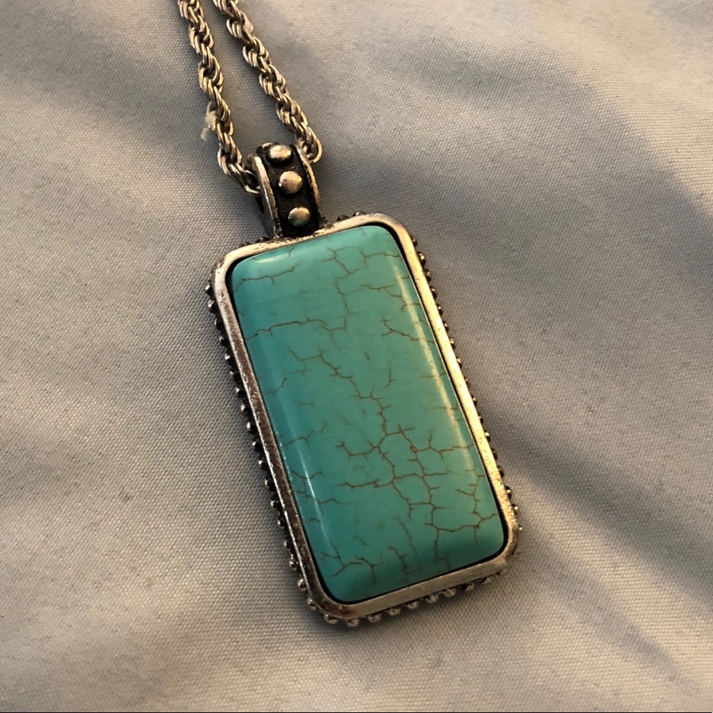 Long Turquoise Pendent Necklace